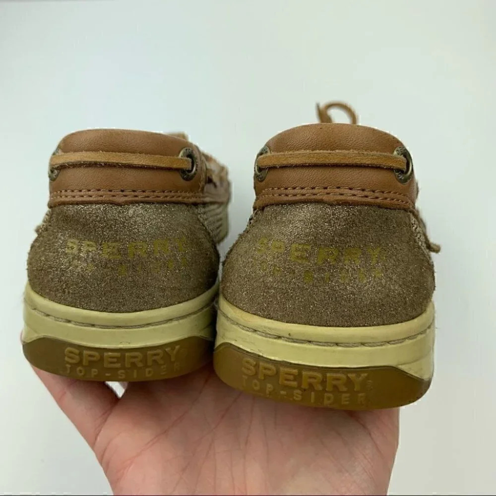 Sperry topside boat shoes 7.5 tan gold glitter - Picture 8 of 12